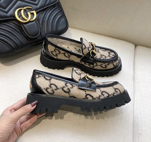 Gucci 2022 spring and autumn new thick-bottomed loose cake little bee Lefu shoes female 35-40_ male 40-45_-bdfef719